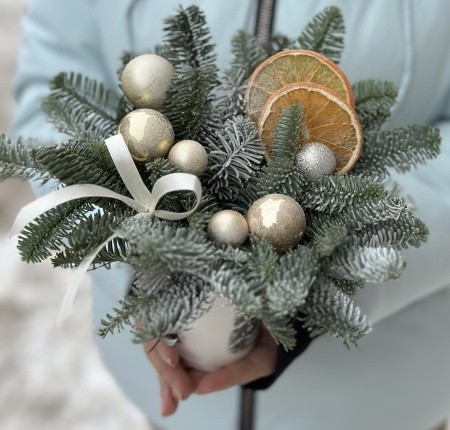 Стаканчик с елкой и апельсином 239